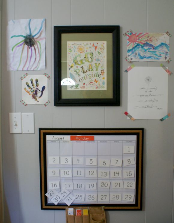 Our Montessori Home School Room Tour - Our Calendar & Art Wall